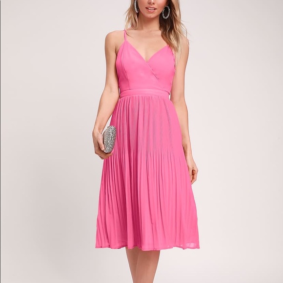 Lulus Love for You Pink Pleated Midi Dress - Picture 4 of 5